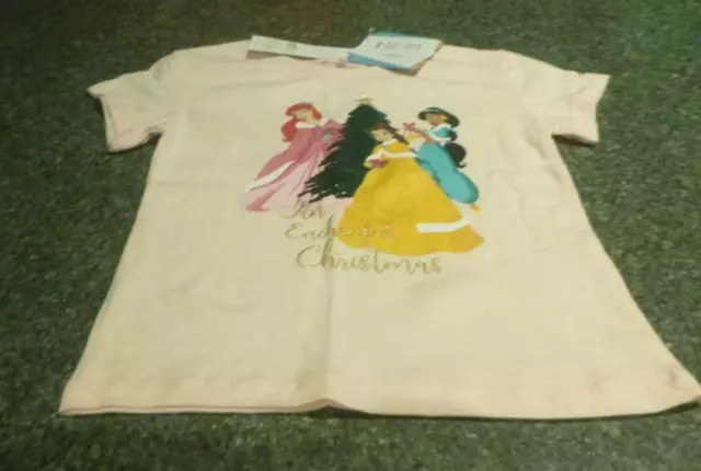 Disney Princesses   Xmas   T- SHIRT - GIRLS  SIZE 4 - BRAND NEW WITH  TAGS-