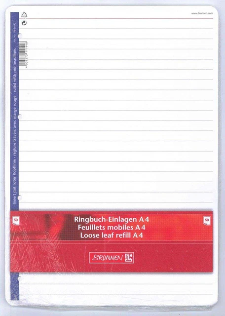 BRUNNEN Ringbucheinlagen, A4, liniert