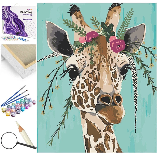 Peinture Par Numéros Adulte Girafe 40x50 Cm - Kit DIY Avec Peintures Et Pinceaux