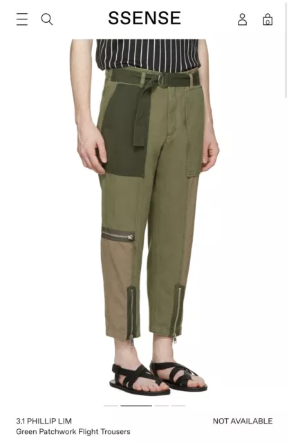 3.1 Phillip Lim Green Patchwork Flight Trousers Size 32 2