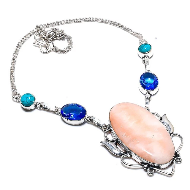 Orange Aventurine, Topaz Gemstone Handmade Gift Jewelry Necklace 18" r252