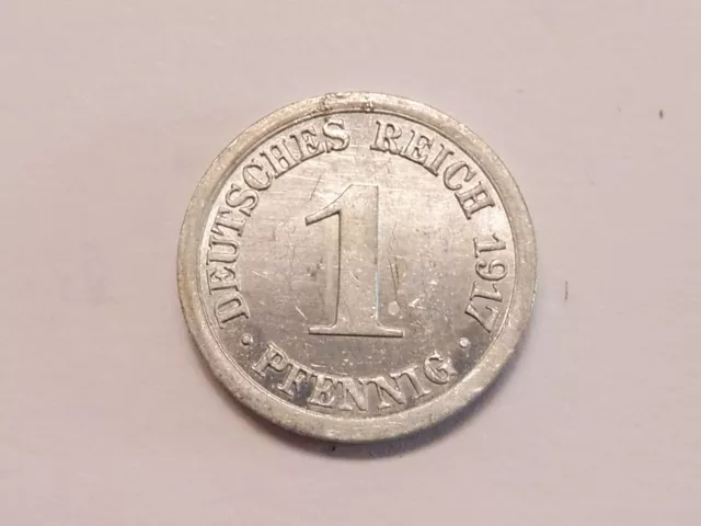 L10248    KAISERREICH Ersatzmünzen 1  Pfennig 1917 E Erhaltung Aluminium