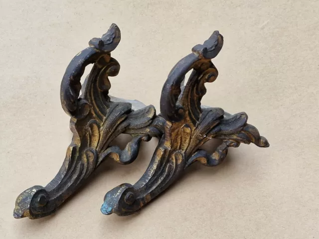 2 alte französische Metall Füße antik für Schatulle Kleinmöbel  Kaminuhr Sockel