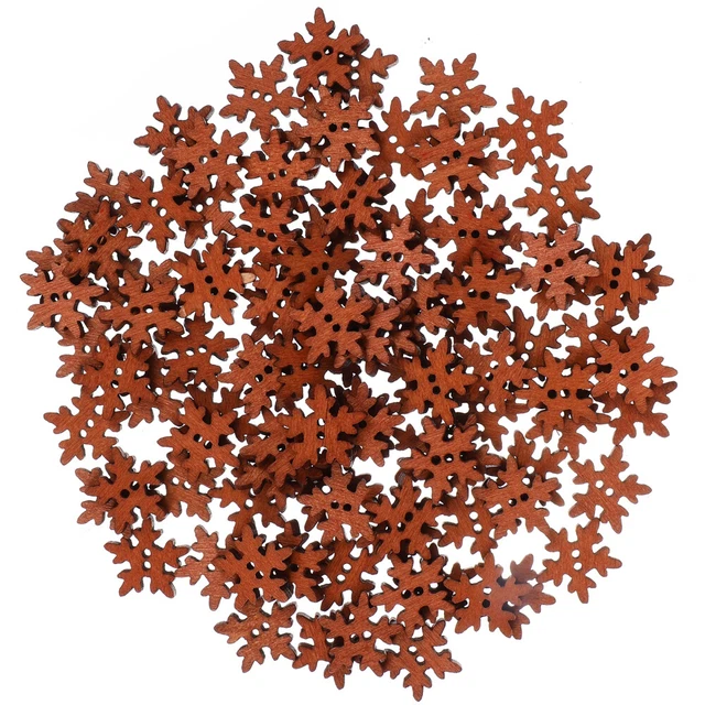 100 piezas botones de Navidad de madera para belenes pequeños copos de nieve