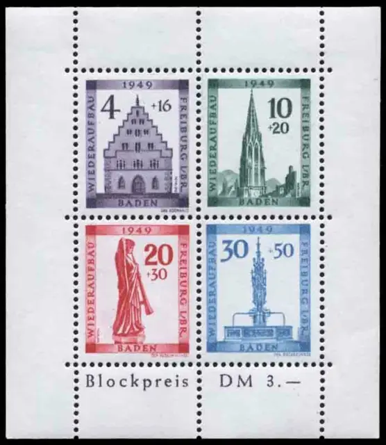 Timbre Bade Num Yvert et Tellier BF 2A Neuf avec charnière Année 1949 - Stamp Ba