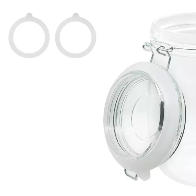 2 Piece Rubber Seal Ring for Glass Jars, Airtight Silicone Replacement Gasket