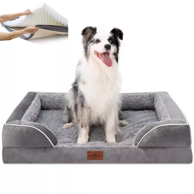 SheSpire Dog Bed Orthopedic Memory Foam Waterproof Sofa Removable Bolster Cover