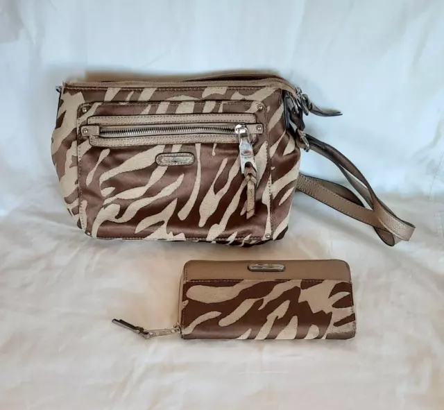 Dana Buchman Brown & Tan Purse and Wallet Zebra Print Handbag Shoulder Bag