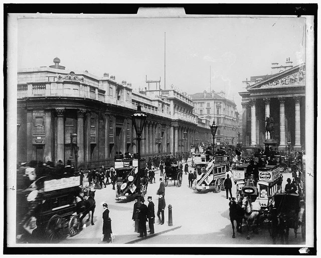 1905 Photo of Bank of England left and Royal Exchange right London England a