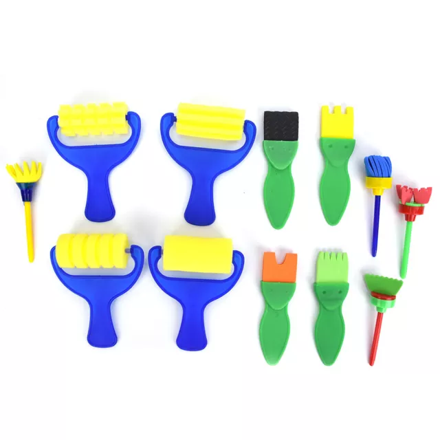 12PCS Sponge Painting Brush Kids Children Drawing Toys Art DIY Crafts Supply DSO