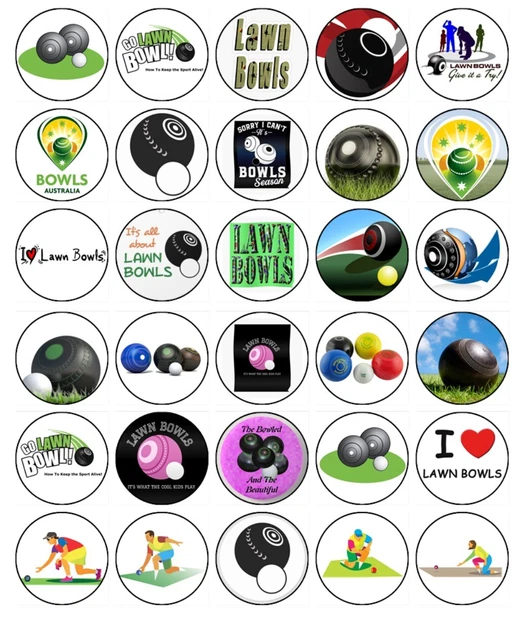 LAWN BOWLS CUPCAKE Toppers Edible Wafer Paper Cake Decorations 30 01