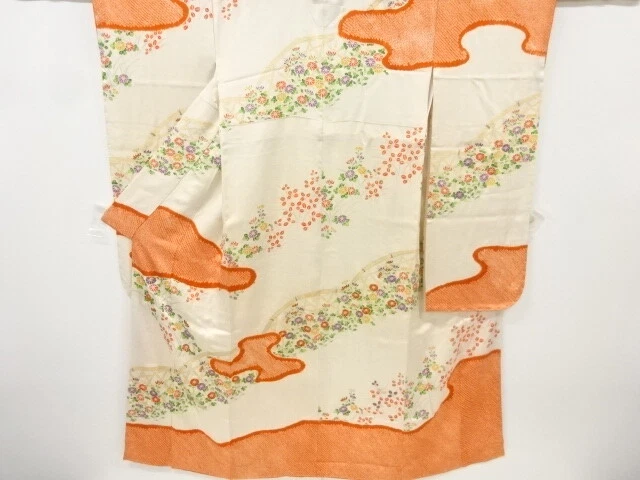6874986: Japanese Kimono / Antique Furisode / Shibori / Embroidery / Mist &