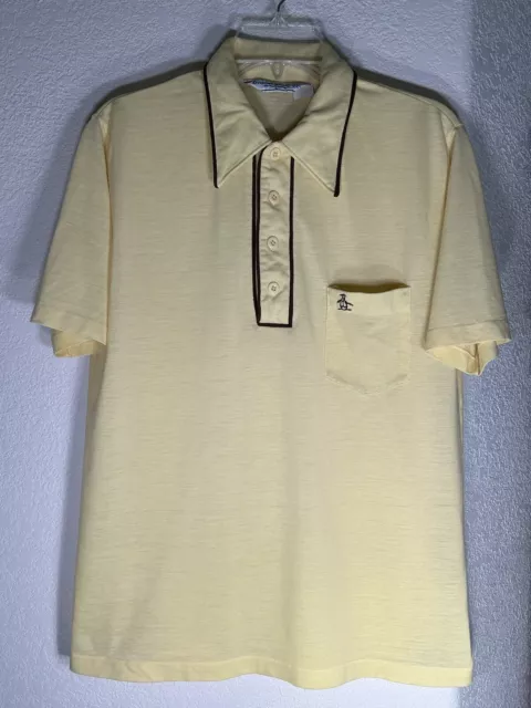 Grand Slam Munsingwear Polo Shirt Mens Large Penguin Yellow Rockabilly MOD 70s