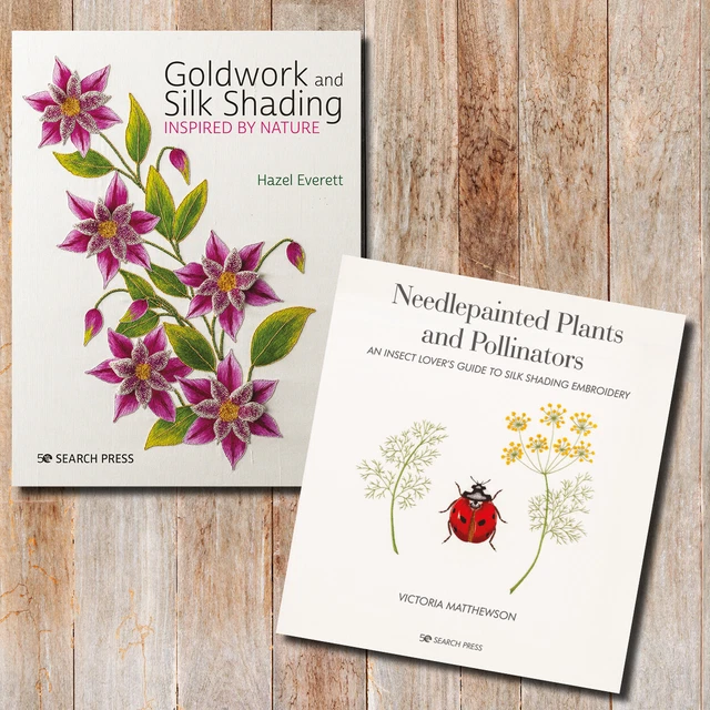 NEEDLECRAFT BOOKS - Goldwork & Silk Shading, Needlepainted Plants & Pollinators
