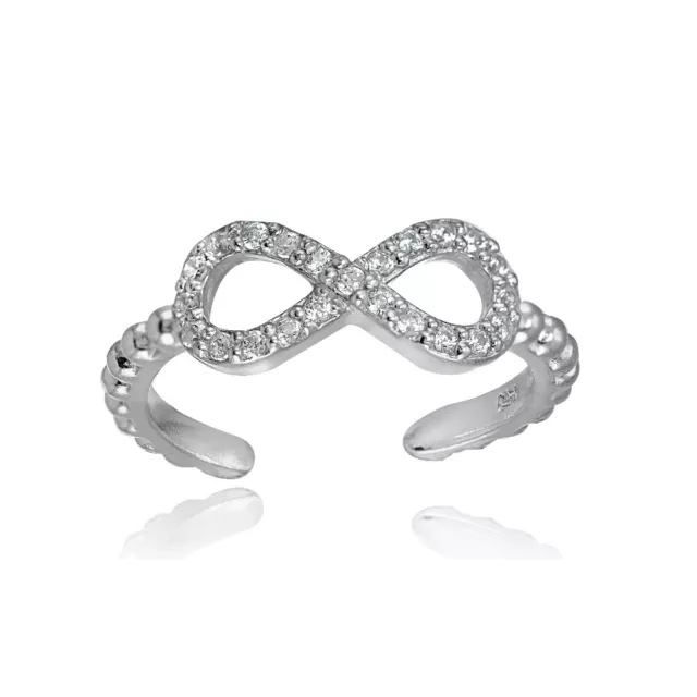 Sterling Silver Cubic Zirconia Rope Infinity Toe Ring