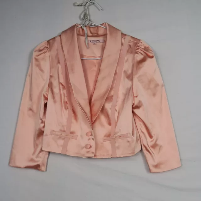 Review Womens Blazer Jacket 10(AU) or Small Pink Collared Long Sleeve Formal