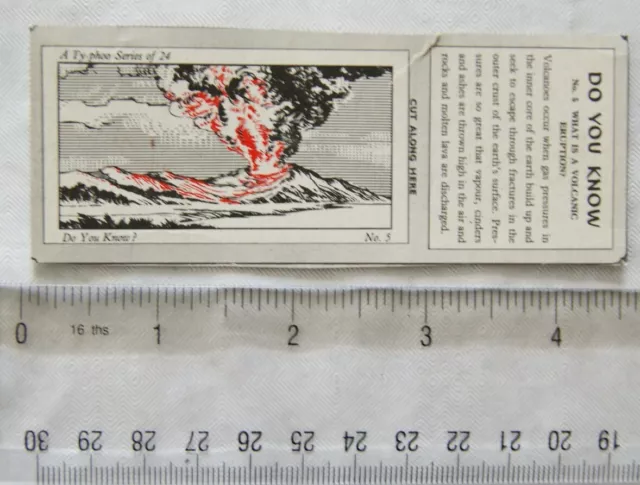 1962 Typhoo package card Do you Know No. 5 What is a Volcanic Eruption?
