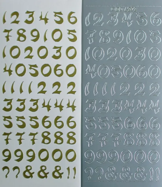 Oriental NUMBERS 0 - 9 PEEL OFF STICKERS ? & ! Number Cardmaking Numerals