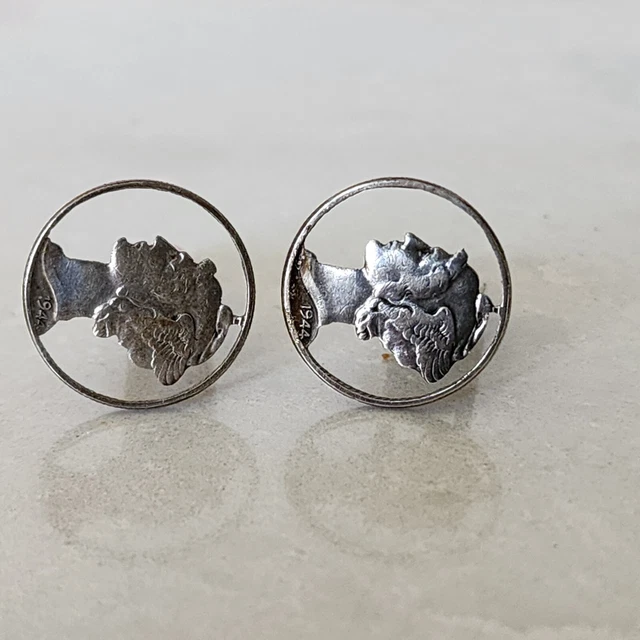 Pair of Vintage 1944 Cut-Out Coin Men’s Jewelry MERCURY DIMES Cufflinks Pair of Vintage 1944 Cut-Out Coin Men’s Jewelry MERCURY DIMES Cufflinks