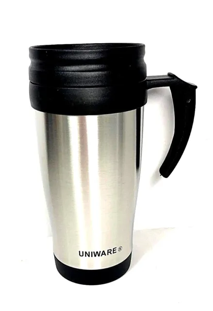 14ozCoffee Travel Mug Stainless Steel Black Plastic Liner Tumbler Travel Uniware