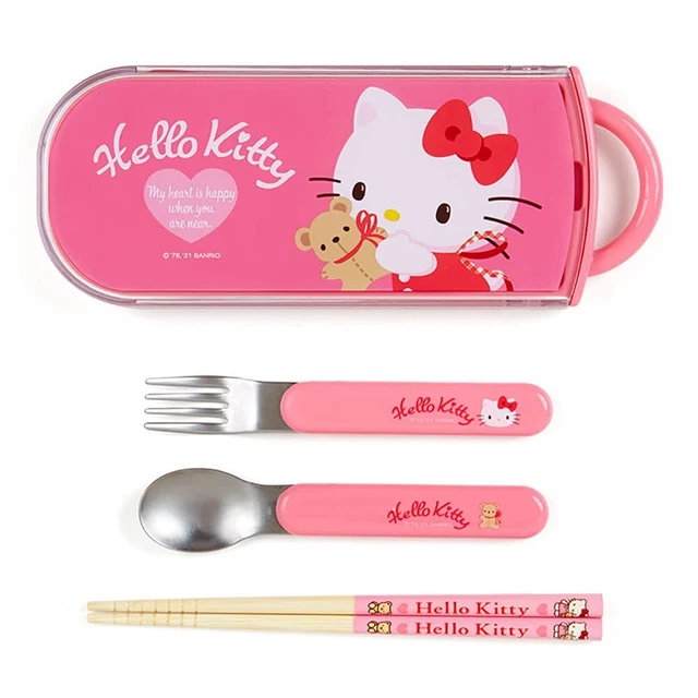 Sanrio Hello Kitty Spoon, Fork, and Chopsticks 3-piece set for children Japan