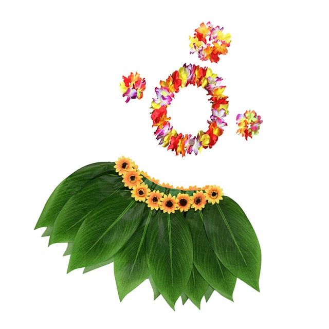 5 pz Costume Luau Gonna Foglia Hawaiana Gonne Erba Costumi