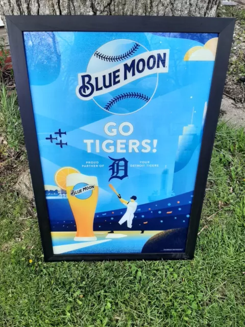 blue moon "go tigers" detroit tigers bar mirror and sign 2 pack....local pick up