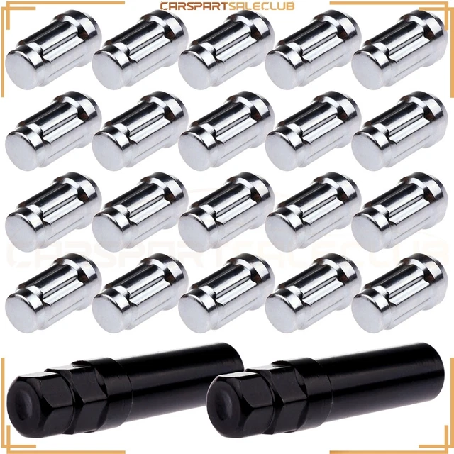 20 pcs 1/2″-20 6 Spline Drive Lug Nuts +2 Keys For Ford Explor