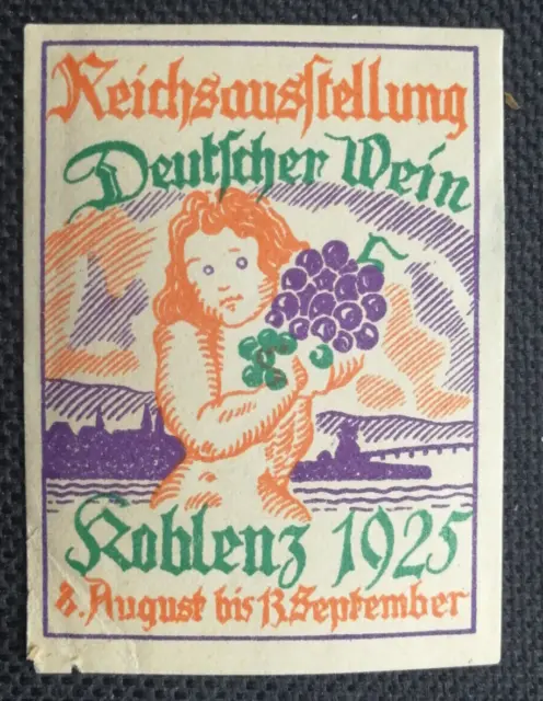 Wein Koblenz 1925 Werbemarke Vignette,