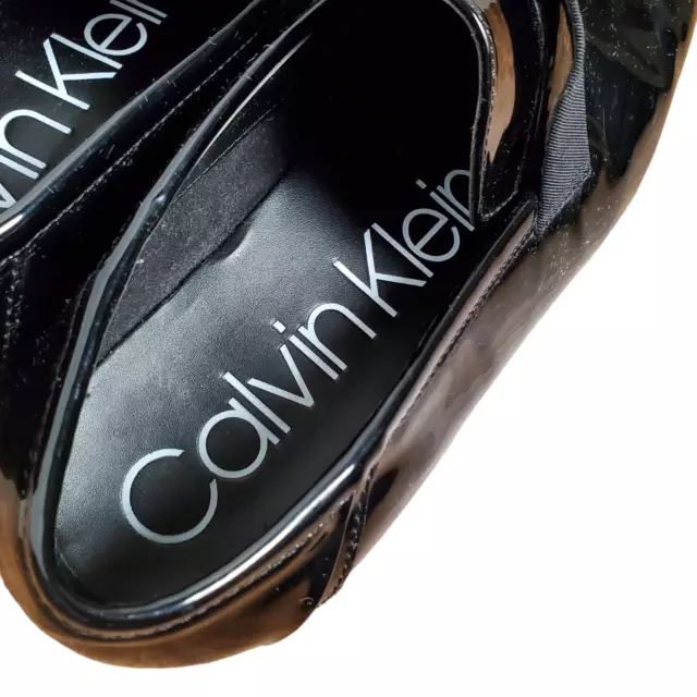 Calvin Klein Bernard Slip On Tuxedo Loafers Dress Shoes 13 Black Patent Leather 3