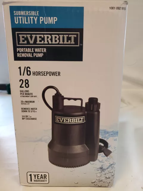 Everbilt SUP54-HD 1/6hp Plastic Submersible Utility Pump 1001092915