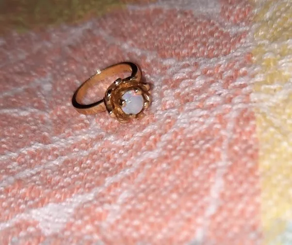 Tiny Miniature 10k Gold Opal Ring Small Charm Size Unique Cute Charming