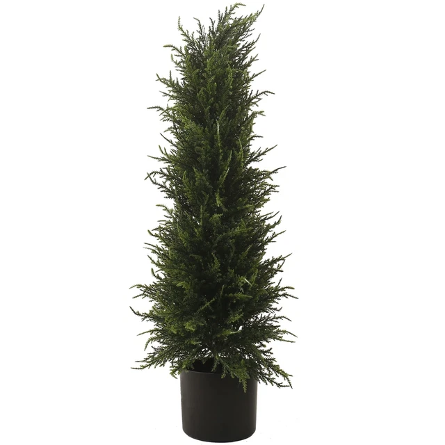 Softflame 33in Artificial Tall Cedar Topiary Tree Cypress Potted Plants, Arti...