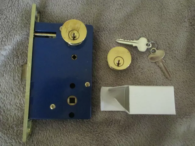 S. Parker Double Cylinder Mortise Lock Polished Brass Iron gate Storm Door