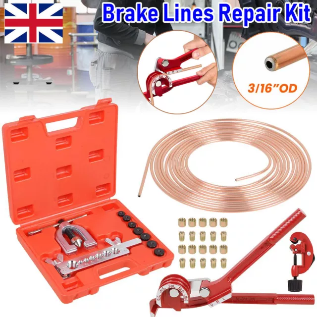 Car 3/16 Brake Pipes Repair Kit Pipe Cutting Flaring Tool Bender Line Tubing Set