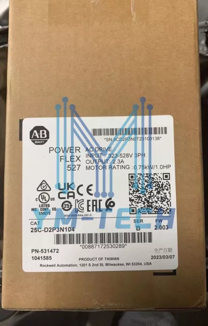 New Sealed Allen Bradley 25C-D2P3N104 Powerflex 25CD2P3N104 Free Shipping