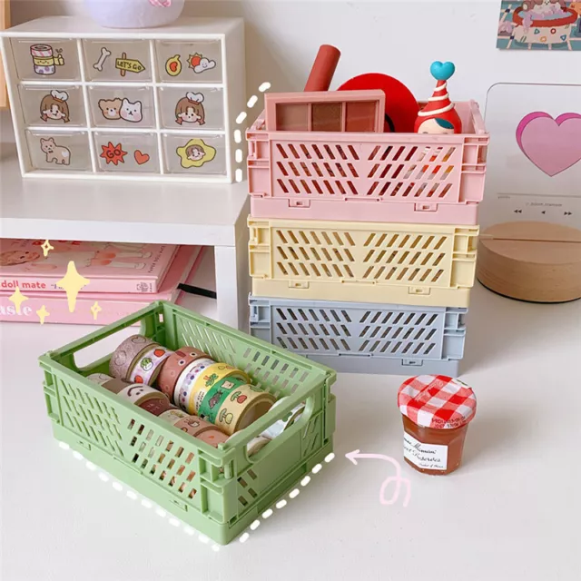 Mini Plastic Storage Box Collapsible Storage Container Desktop Cosmetic Basket