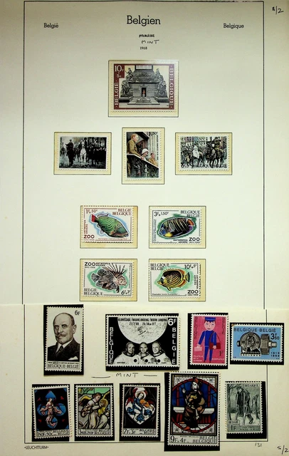Belgique 1968 Homme Sur Lune Noël Marine Life 17v Fin Excellent État Timbres