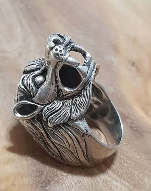 ANELLO ARGENTO 925 UOMO SIGILLO lupo testa massiccio