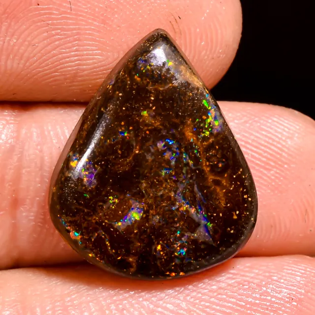 Australian Koroit Boulder Opal Natural Loose Gemstone Pear Cabochon 10.5 Ct.