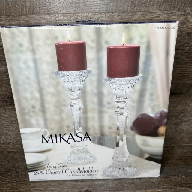 MIKASA Rochester LEAD CRYSTAL 11.8" Tall Candlesticks Candle Holders