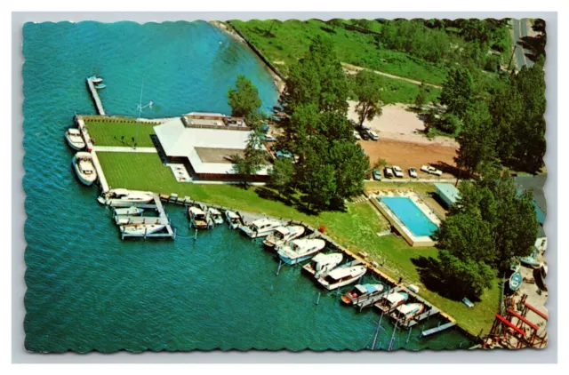 Vintage 1960's Postcard Aerial View of Holland Yacht Club Lake Macatawa Michigan