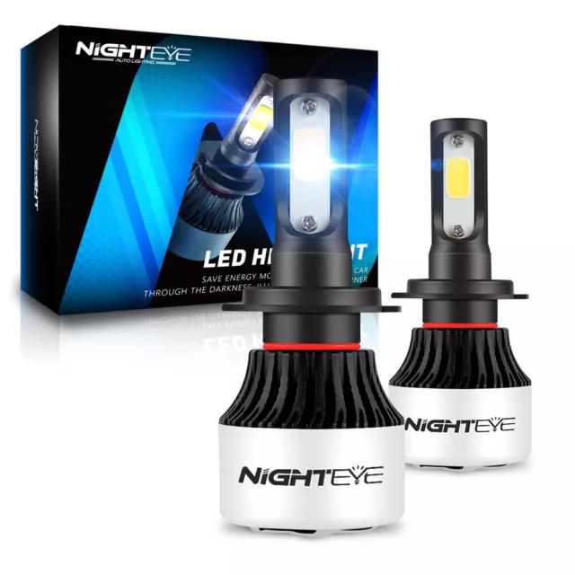 NIGHTEYE 72W 9000LM LED Scheinwerfer Birnen Auto H7 Lampen Halogen Weiß Leuchte