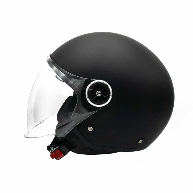 Top Case Moto Casque Jet Scooter Noir Mat L - Homologué ECE 22-06 Avec Visière Anti-Rayures Casque Demi-face