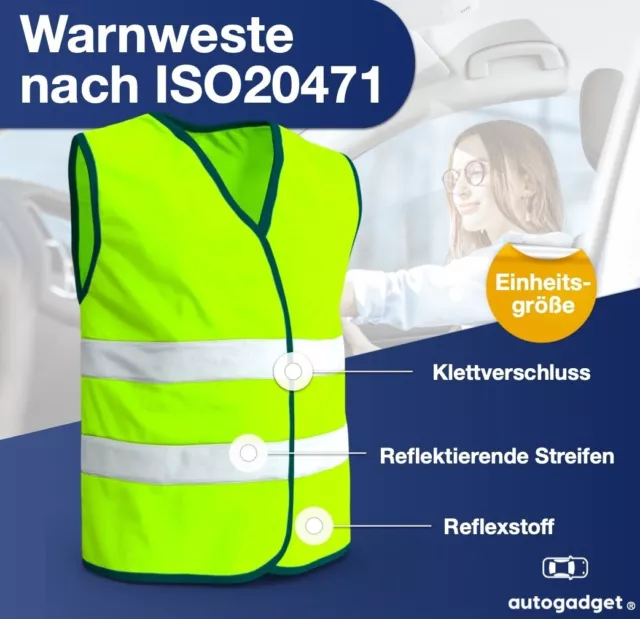 autogadget® 4X Warnwesten - Pannenweste 2024 ISO20471 Sicherheitsweste Neongelb 2