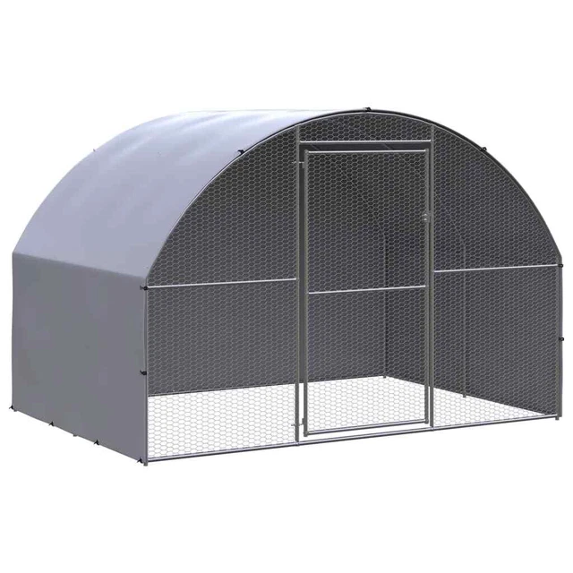 Poulailler Extérieur 2x4x2 M - Acier Galvanisé, Toit PE - Pour Poules, Canards, Volière