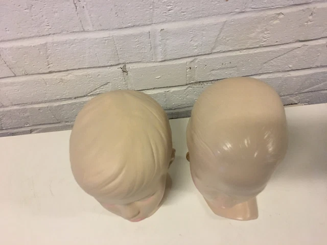 Vintage Holland Moule Paire De Céramique Bustes De Jeune Garçon & Fille/ Femme 2
