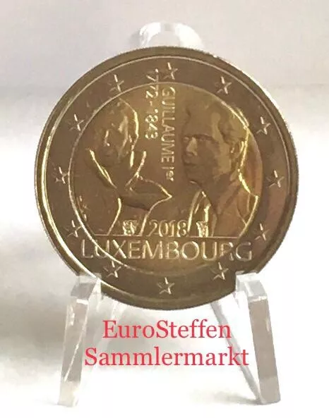 2 Euro  Luxemburg 2018 ,"175. Todestag Guillaume", bfr. aus Rolle