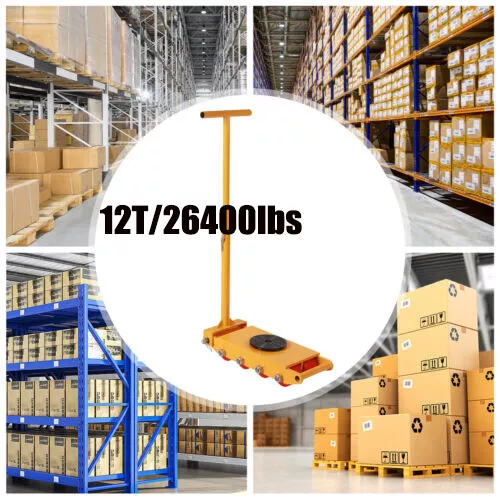 360° Industrial Machinery Mover 12T Heavy Duty Machine Dolly Skate Roller+Handle