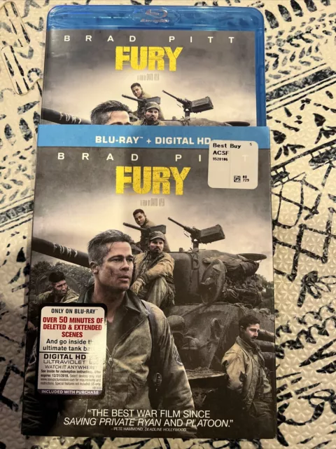 Fury Blu-Ray Movie Brad Pitt Includes Bonus Features New With Slipcover